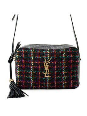 Saint Laurent Paris Shoulder Bag Tweed with Tassel Black